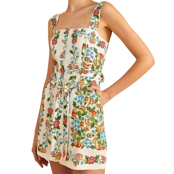 FARM Rio Pants - NEW Farm Rio Garden Party Linen Blend Romper size Women’s XS